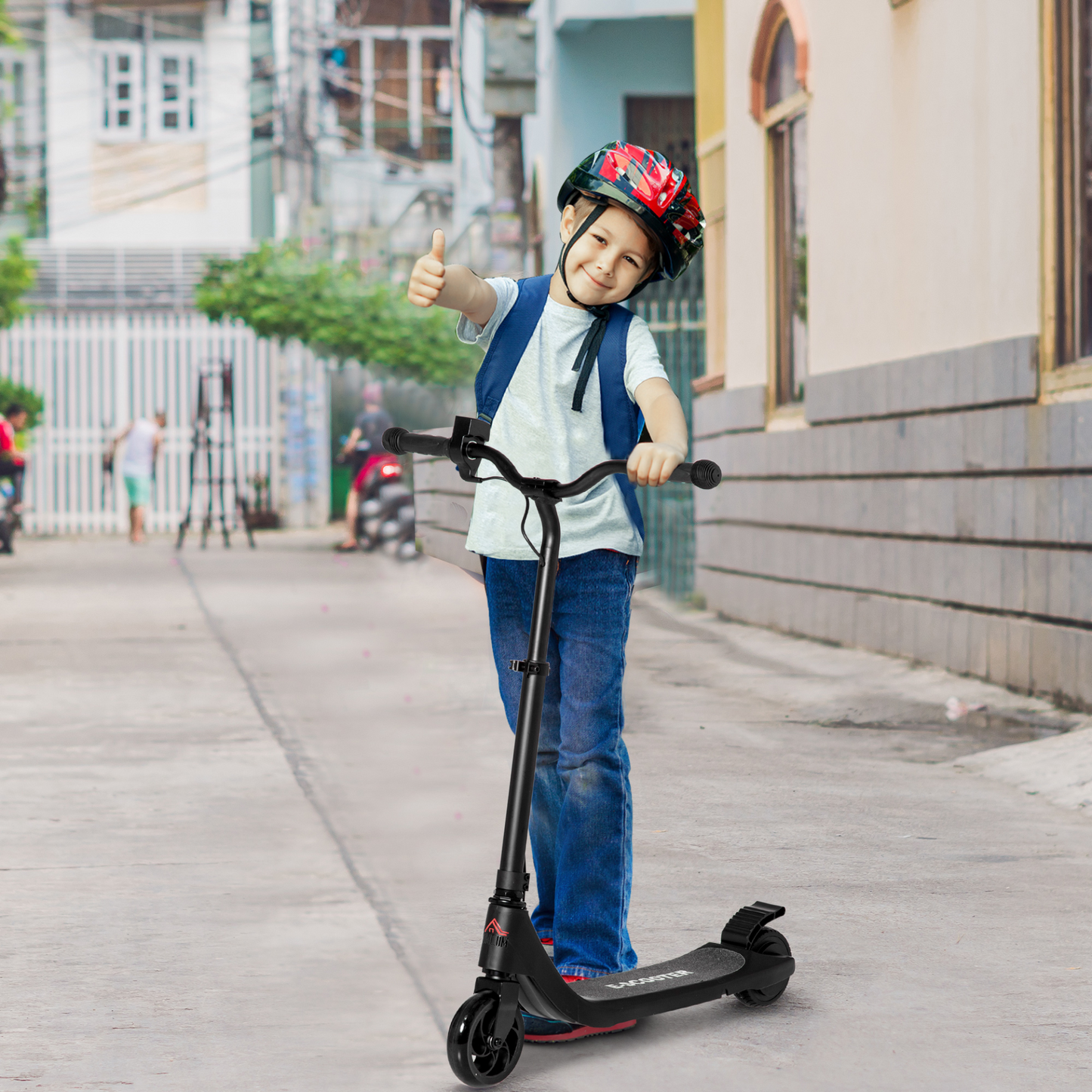 HOMCOM Electric Scooter, 120W Motor E-Scooter w/ Battery Display, Adjustable Height, Rear Brake for Ages 6+ Years - Black