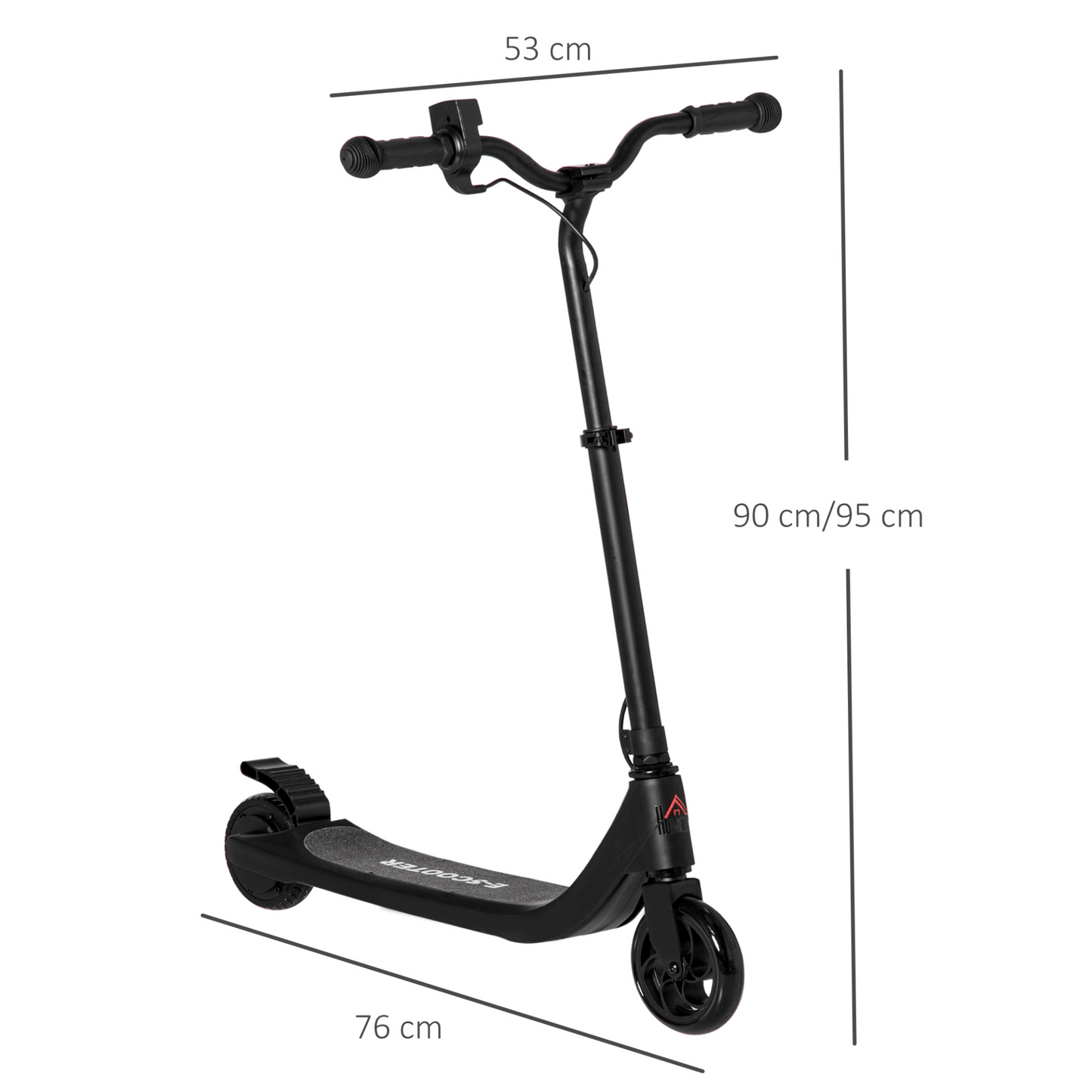 HOMCOM Electric Scooter, 120W Motor E-Scooter w/ Battery Display, Adjustable Height, Rear Brake for Ages 6+ Years - Black