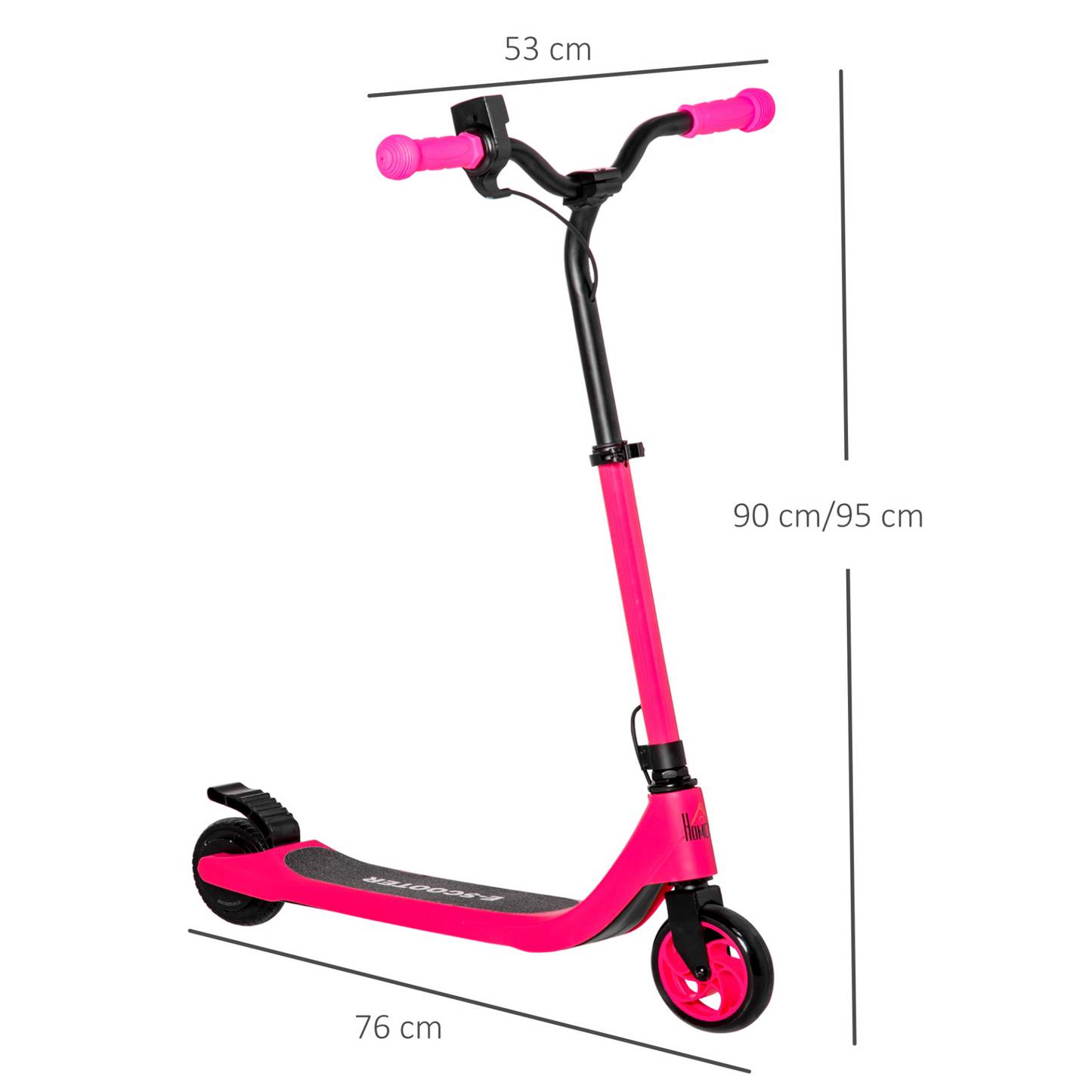 HOMCOM Electric Scooter, 120W Motor E-Scooter w/ Battery Display, Adjustable Height, Rear Brake for Ages 6+ Years - Pink