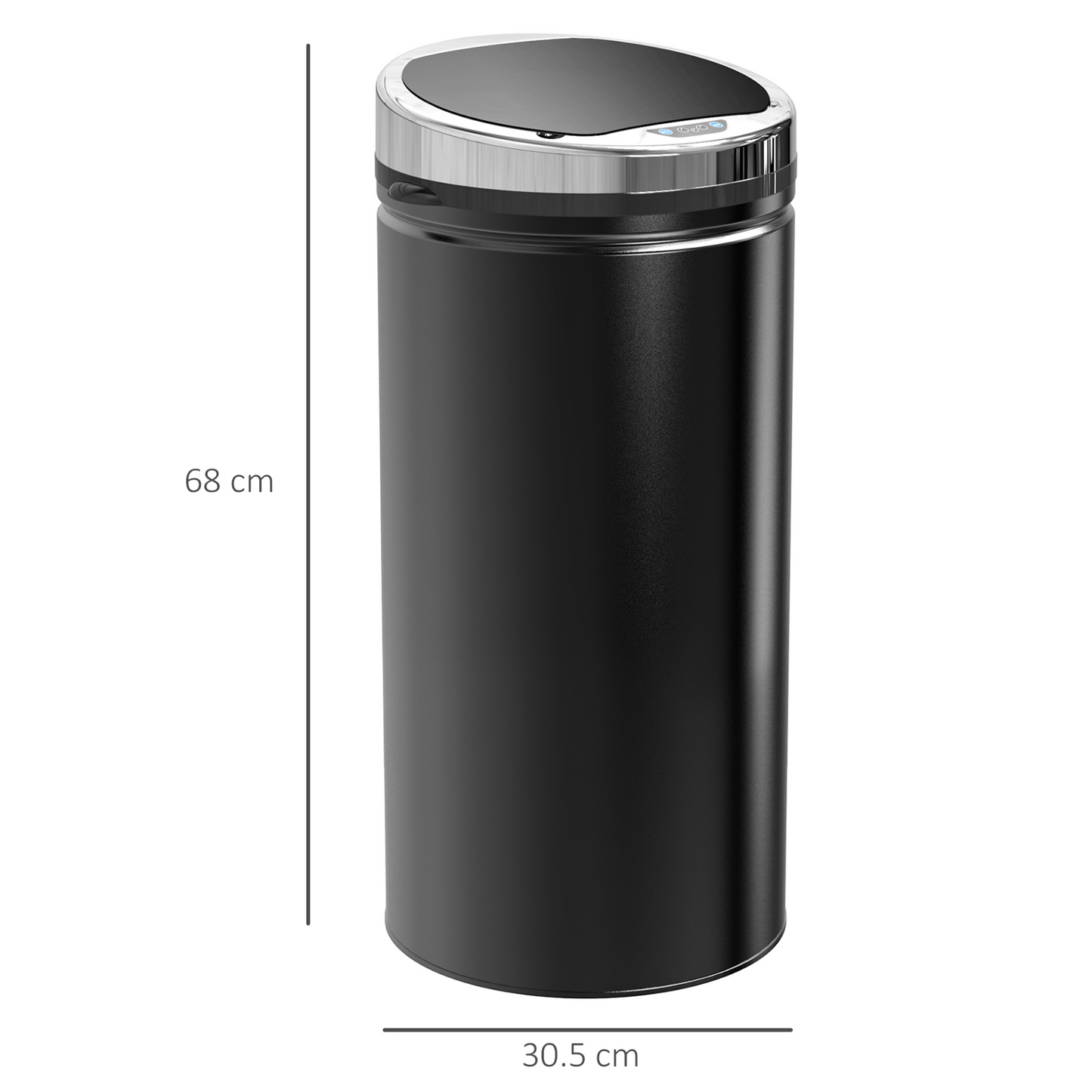 HOMCOM 42L Sensor Bin for Kitchen Waste Automatic Dustbin Motion Detection Dustbin  Stainless Steel Rubbish Can with Bucket, Black