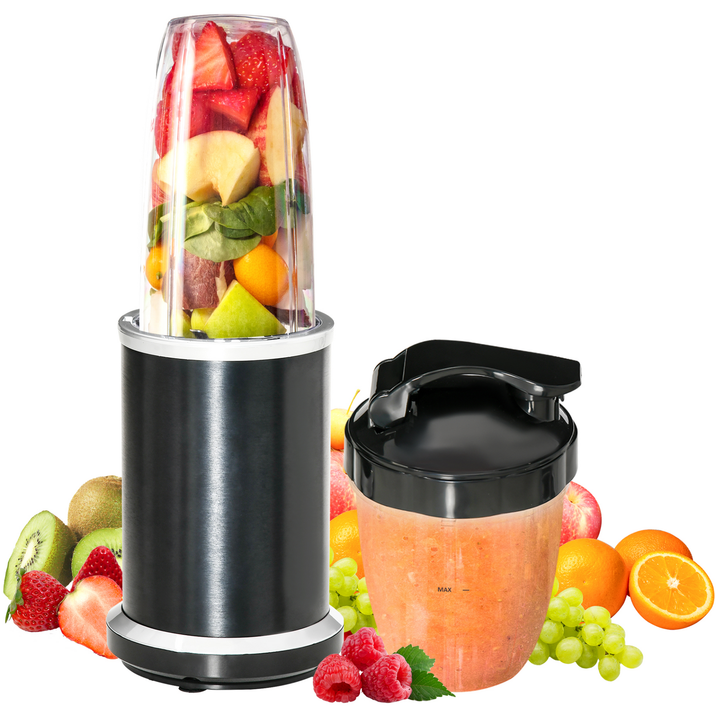 HOMCOM Blender Smoothie Maker, 1000W Countertop Blender with 0.7L and 0.35L BPA-Free Mix Cups, Cross Blade Base for Ice, Fruit and Vegetable