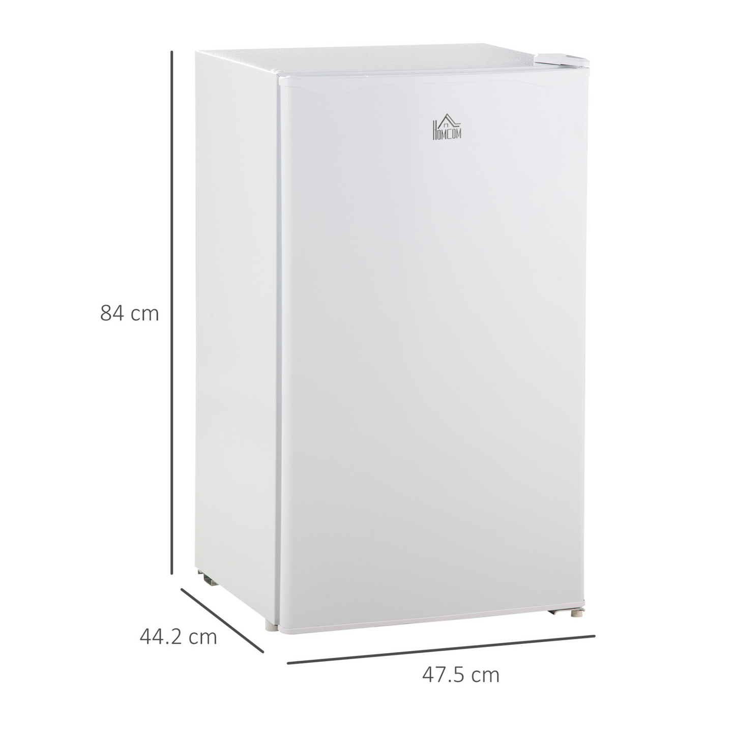 HOMCOM 91 Litre Freestanding Under Counter Fridge with Chiller Box, Reversible Door, Adjustable Thermostat, 47.5cm Wide, Noise Level: Decibels 40, White