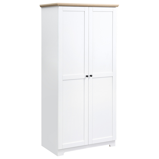 HOMCOM 172cm Wooden Kitchen Storage Cabinet, Kitchen Cupboard With 2 Doors 4 Shelves for Living Room Bedroom Office, White