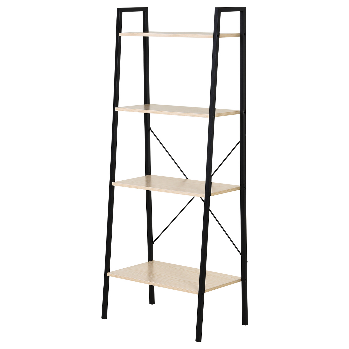 HOMCOM 4-Tier Vintage Ladder Shelf Bookcase Wood Storage Rack Stand Plants Display Black natural