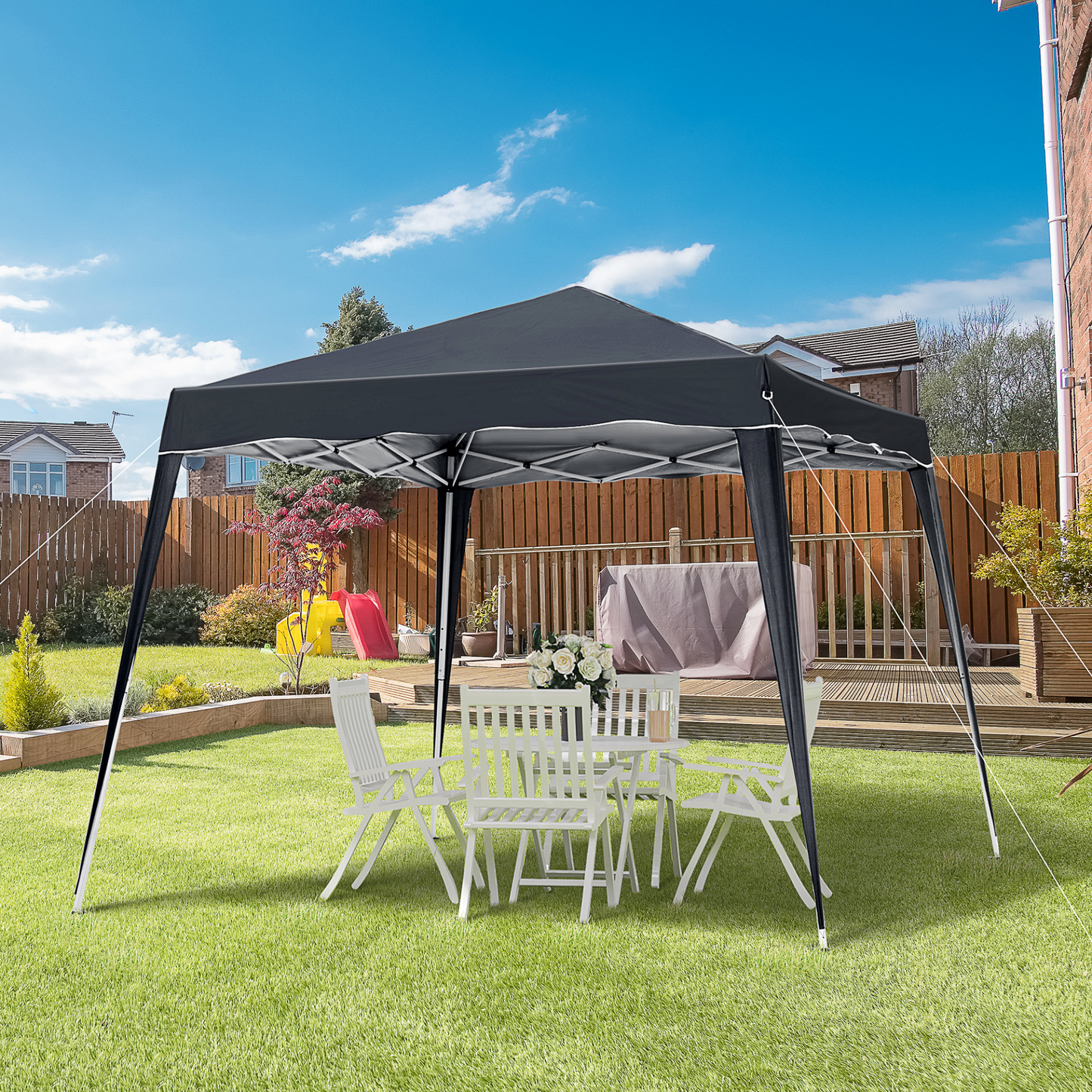 Outsunny 2.5M x 2.5M  Pop-up Tent Garden Gazebo Outdoor Awning Heavy Duty Marquee Party Shelter Sun Shade - Black