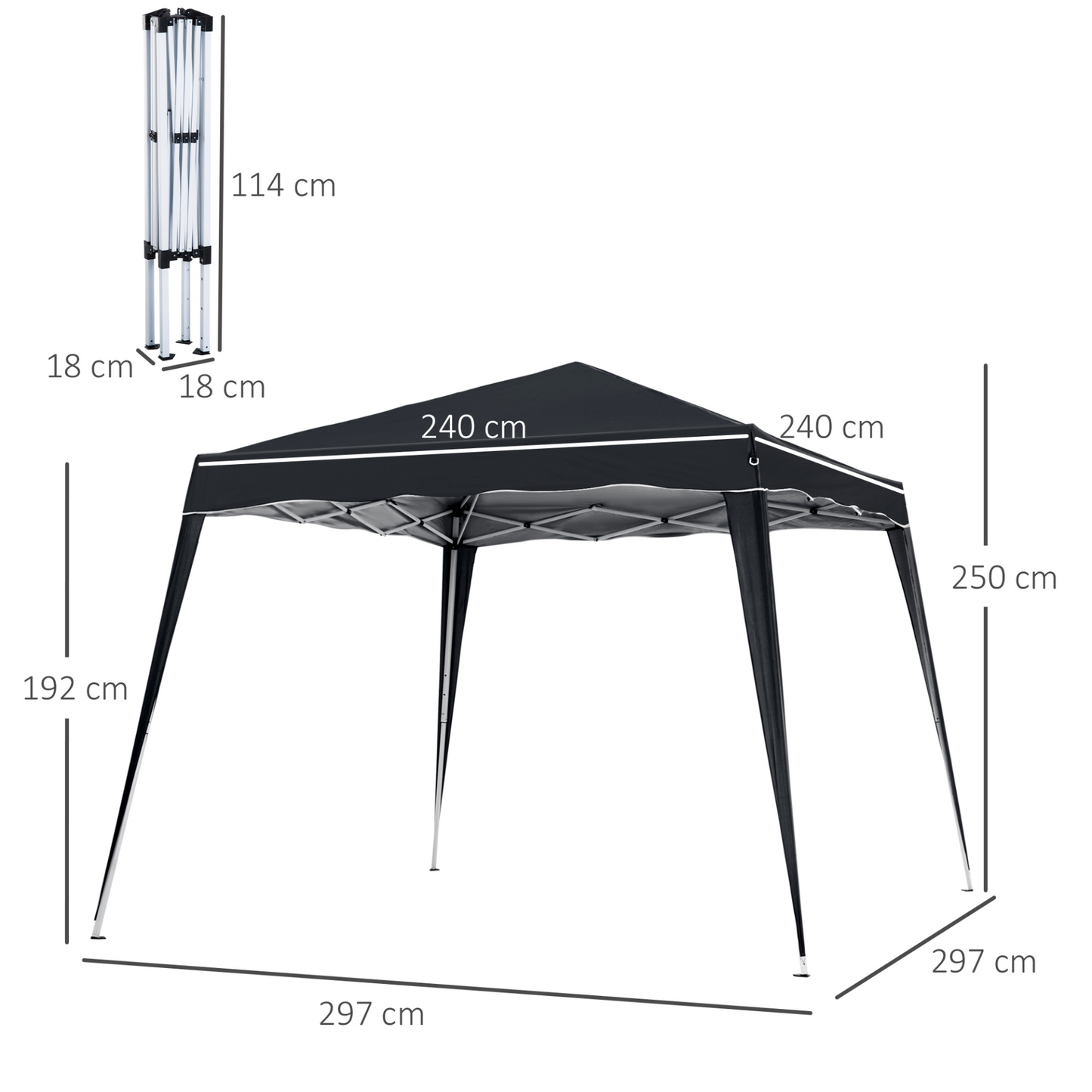 Outsunny 2.5M x 2.5M  Pop-up Tent Garden Gazebo Outdoor Awning Heavy Duty Marquee Party Shelter Sun Shade - Black