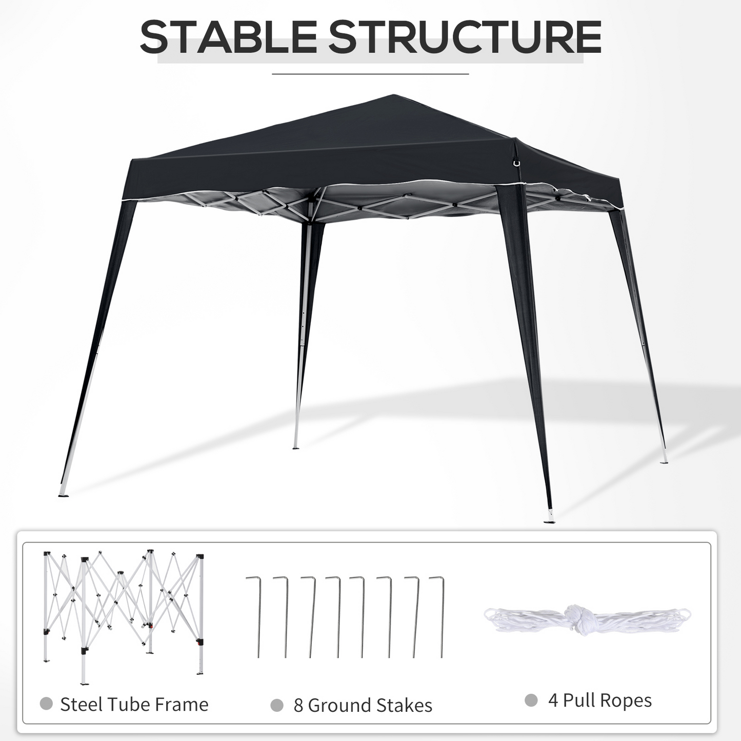 Outsunny 2.5M x 2.5M  Pop-up Tent Garden Gazebo Outdoor Awning Heavy Duty Marquee Party Shelter Sun Shade - Black