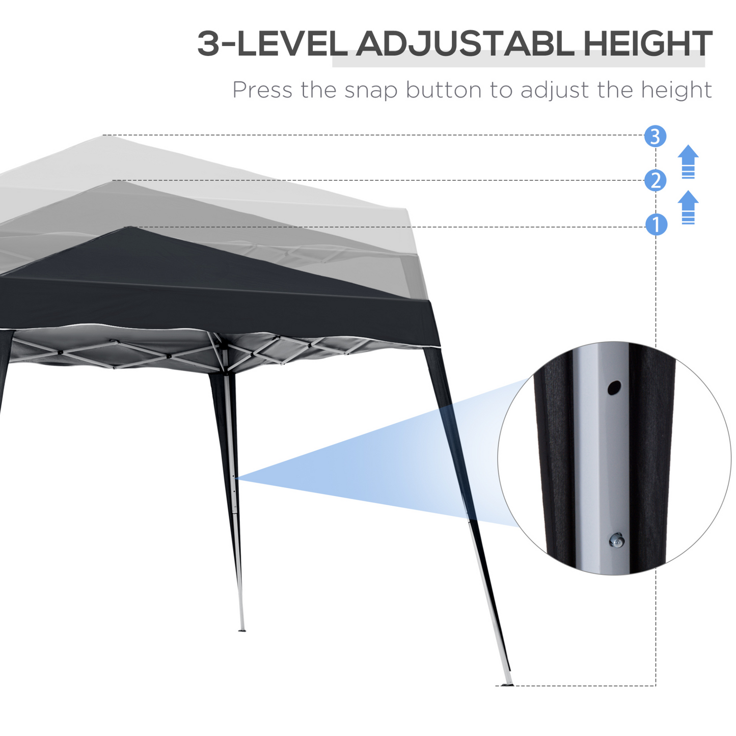 Outsunny 2.5M x 2.5M  Pop-up Tent Garden Gazebo Outdoor Awning Heavy Duty Marquee Party Shelter Sun Shade - Black