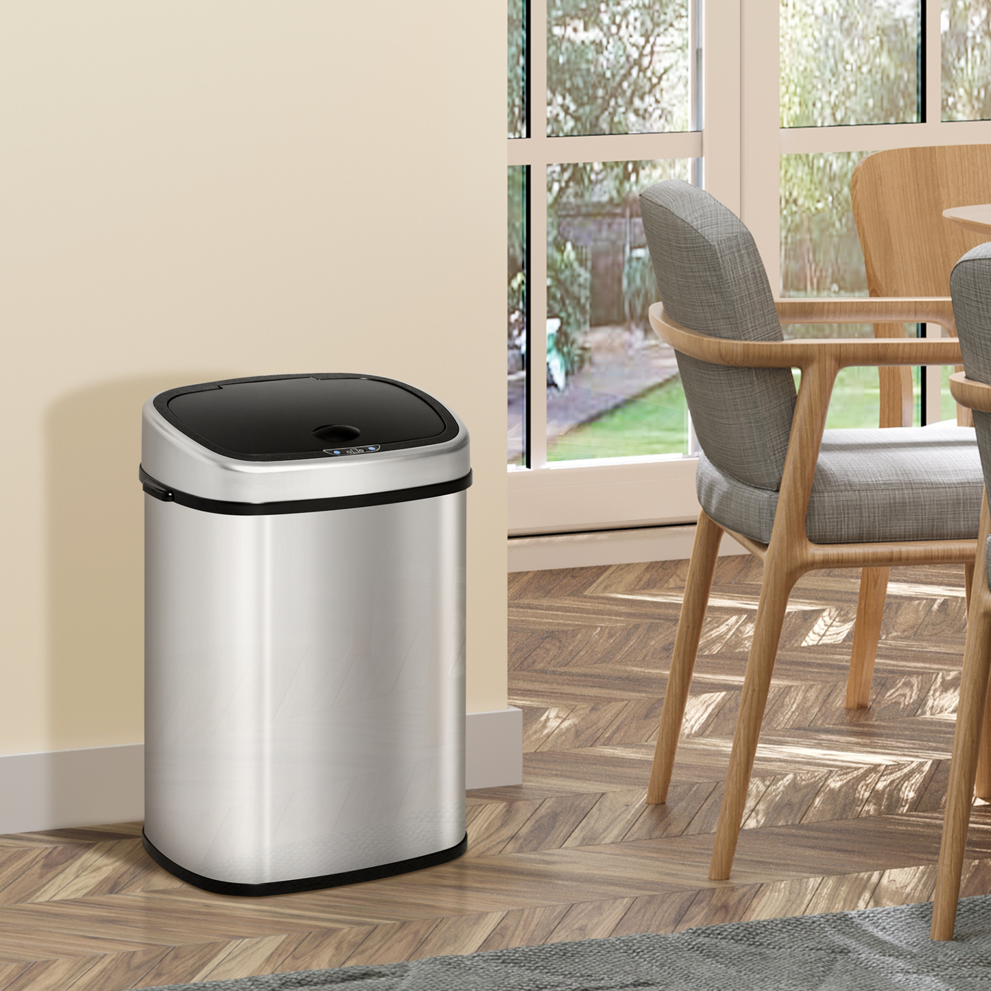 HOMCOM Stainless Steel Sensor Dustbin Automatic Touchless Trashcan Rubbish Garbage Waste Bin 58L Silver