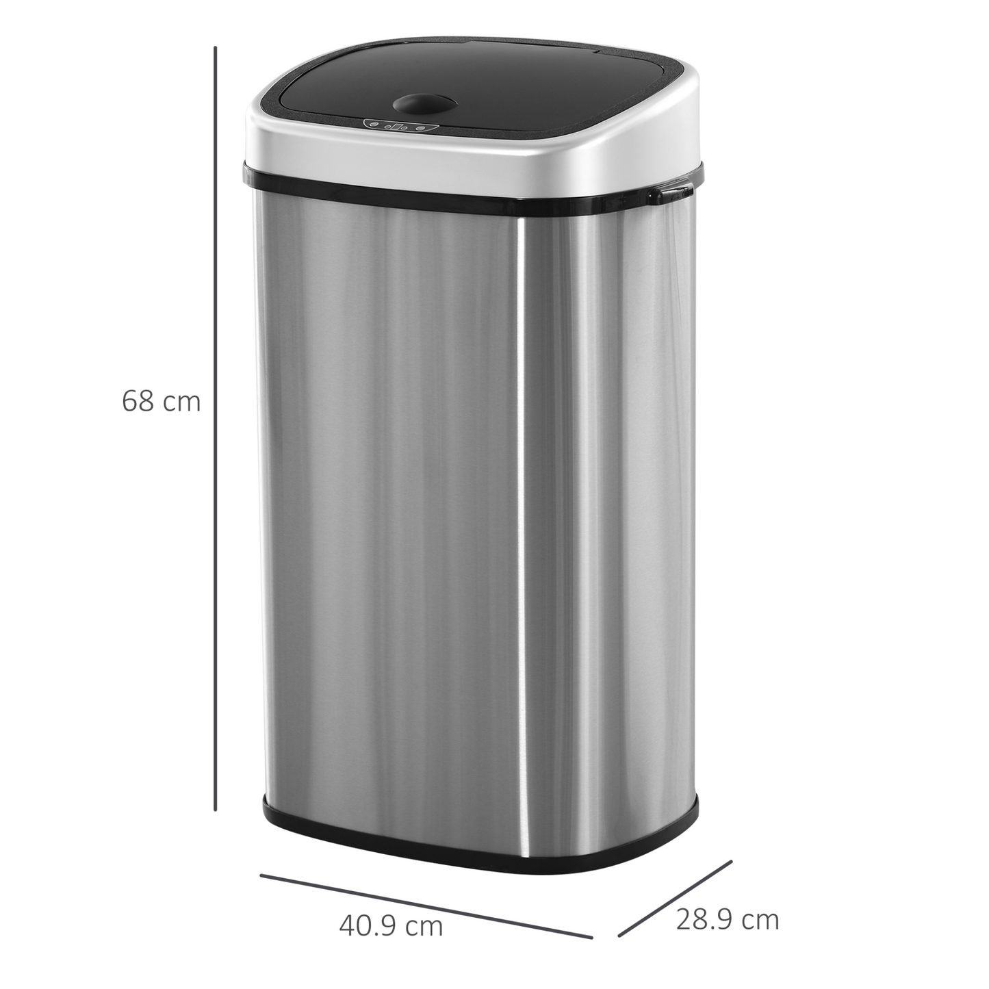 HOMCOM Stainless Steel Sensor Dustbin Automatic Touchless Trashcan Rubbish Garbage Waste Bin 58L Silver