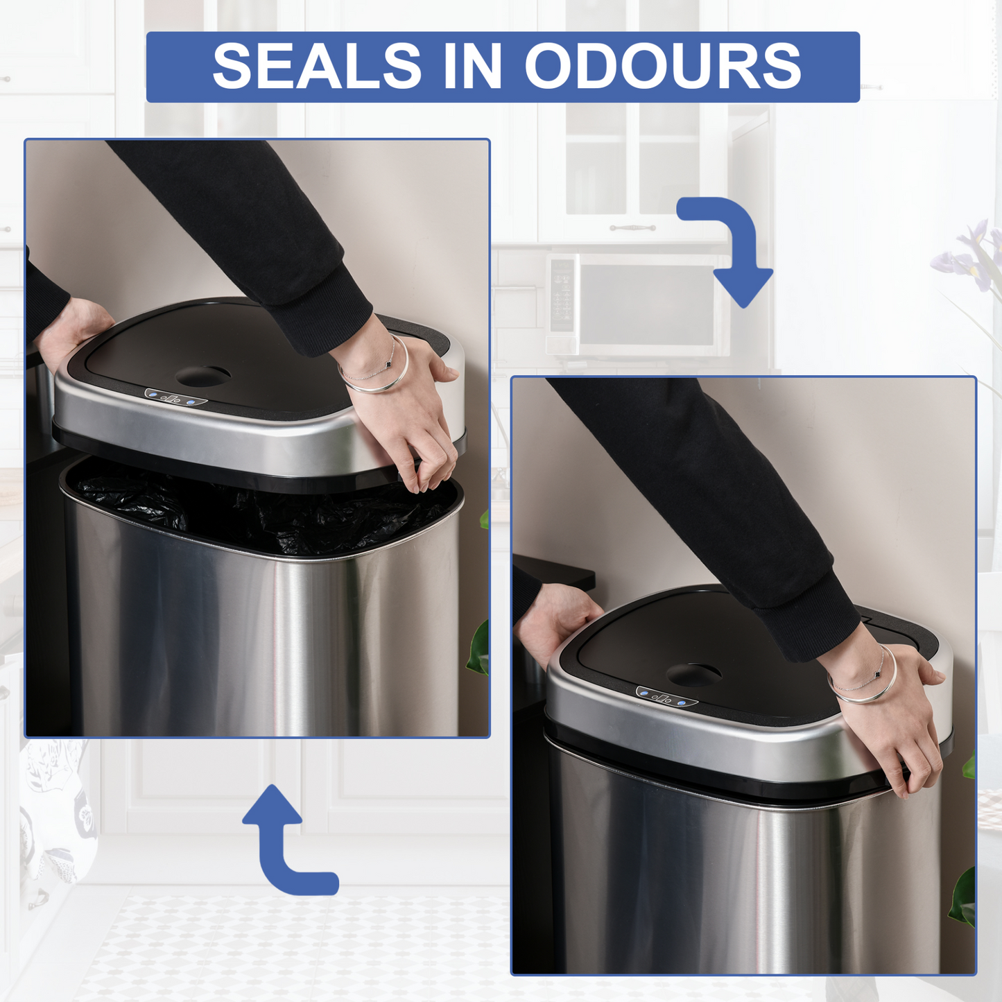 HOMCOM Stainless Steel Sensor Dustbin Automatic Touchless Trashcan Rubbish Garbage Waste Bin 58L Silver