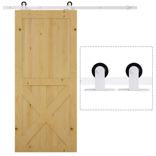 HOMCOM 6FT Rustic Interior Sliding Barn Door Mounting Hardware Kit - White