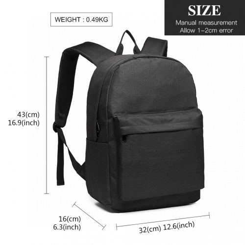 E1930 - Kono Durable Polyester Everyday Backpack With Sleek Design - Black