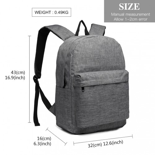 E1930 - Kono Durable Polyester Everyday Backpack With Sleek Design - Grey