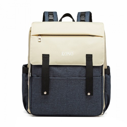 E1970 - Kono Multi Compartment Baby Changing Backpack with USB Connectivity - Navy