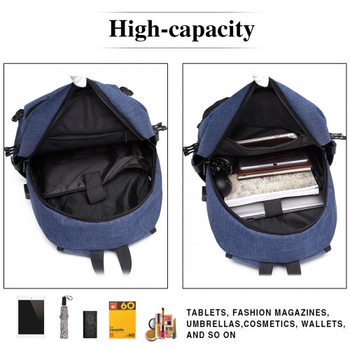 E6715 - Kono Business Laptop Backpack with USB Charging Port - Navy Blue