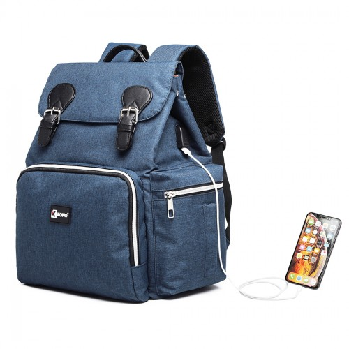 E1976 - Kono Travel Baby Changing Backpack with USB Charging Interface - Navy