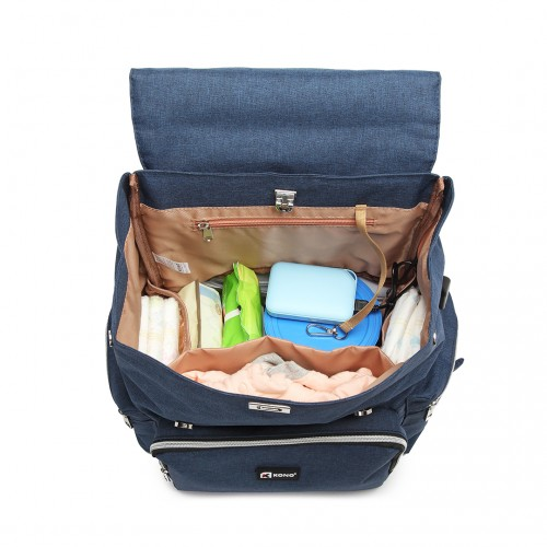 E1976 - Kono Travel Baby Changing Backpack with USB Charging Interface - Navy