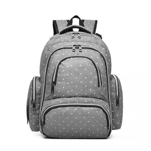 E6706D2 - Kono Large Capacity Multi Function Baby Diaper Backpack Polka Dot - Grey