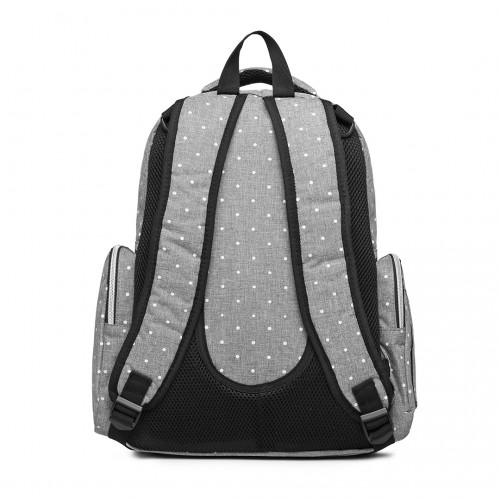 E6706D2 - Kono Large Capacity Multi Function Baby Diaper Backpack Polka Dot - Grey