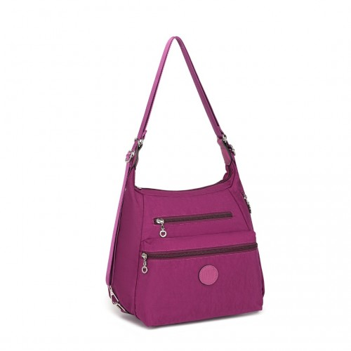 EH2063 - Kono Three Way Multipurpose Casual Shoulder Bag With Double Zippers - Purple