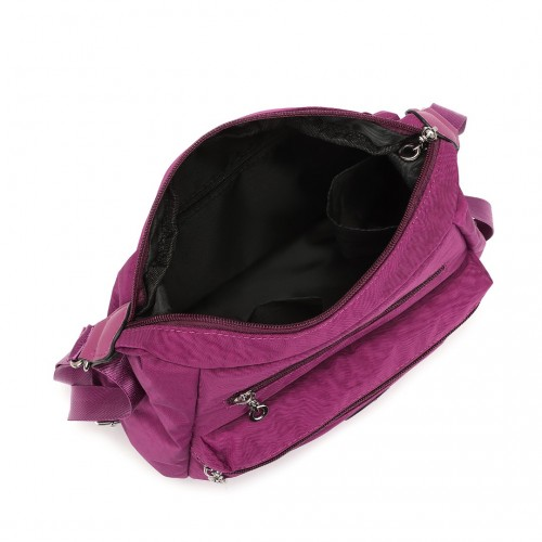 EH2063 - Kono Three Way Multipurpose Casual Shoulder Bag With Double Zippers - Purple