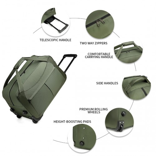 EQ2235 - Kono Foldable Large Capacity Trolley Travel Bag - Green