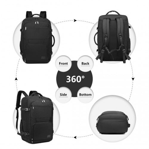 EM2207 - Kono Multifunctional Portable Travel Backpack Cabin Luggage Bag - Black