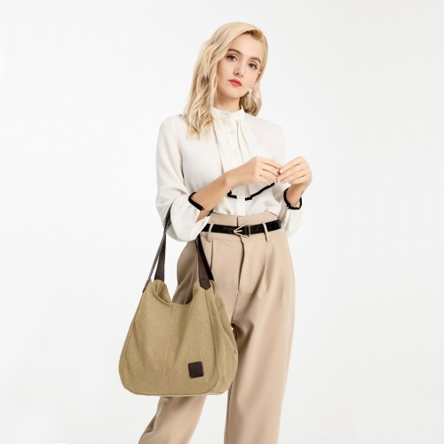 EB2040L - Kono Canvas Shoulder Tote Bag - Khaki