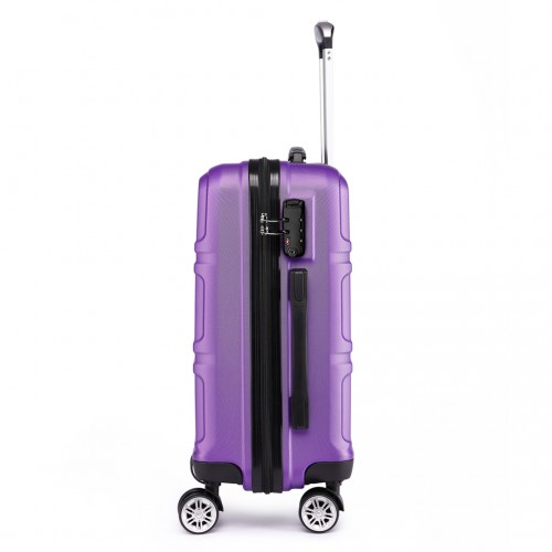 K1871-1L - Kono ABS 20 Inch Sculpted Horizontal Design Cabin Luggage - Purple