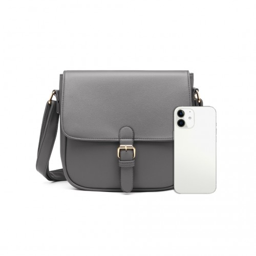 LB2003 - Miss Lulu Classic Cross Body Shoulder Bag - Grey