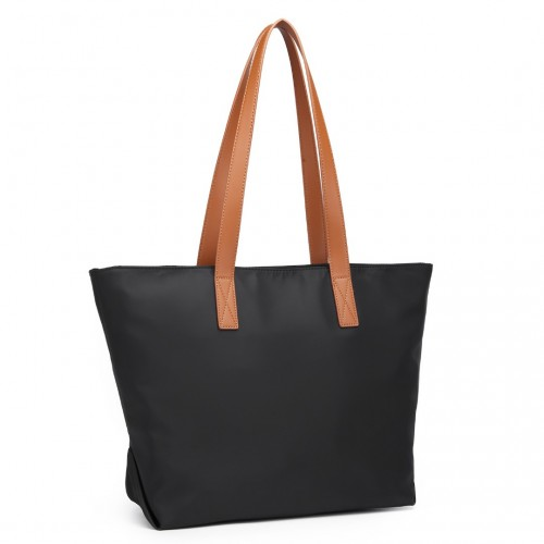 LH2240 - Miss Lulu Casual Waterproof Shopping Tote Bag - Black