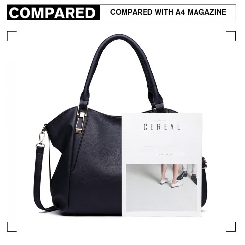 S1716 - Miss Lulu Soft Leather Elegant Simple Shoulder Bag - Navy