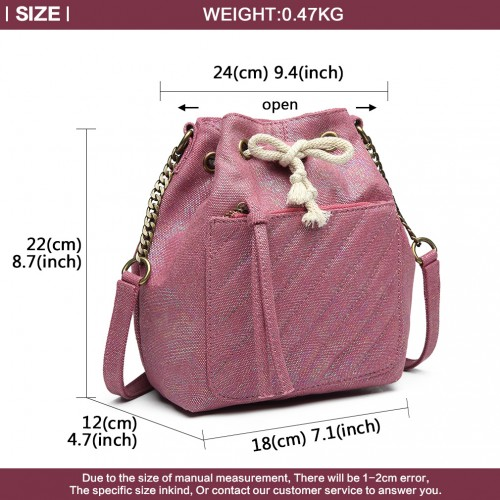 LT6812 - Miss Lulu Sparkle Canvas Drawstring Cross Body Bag - Purple