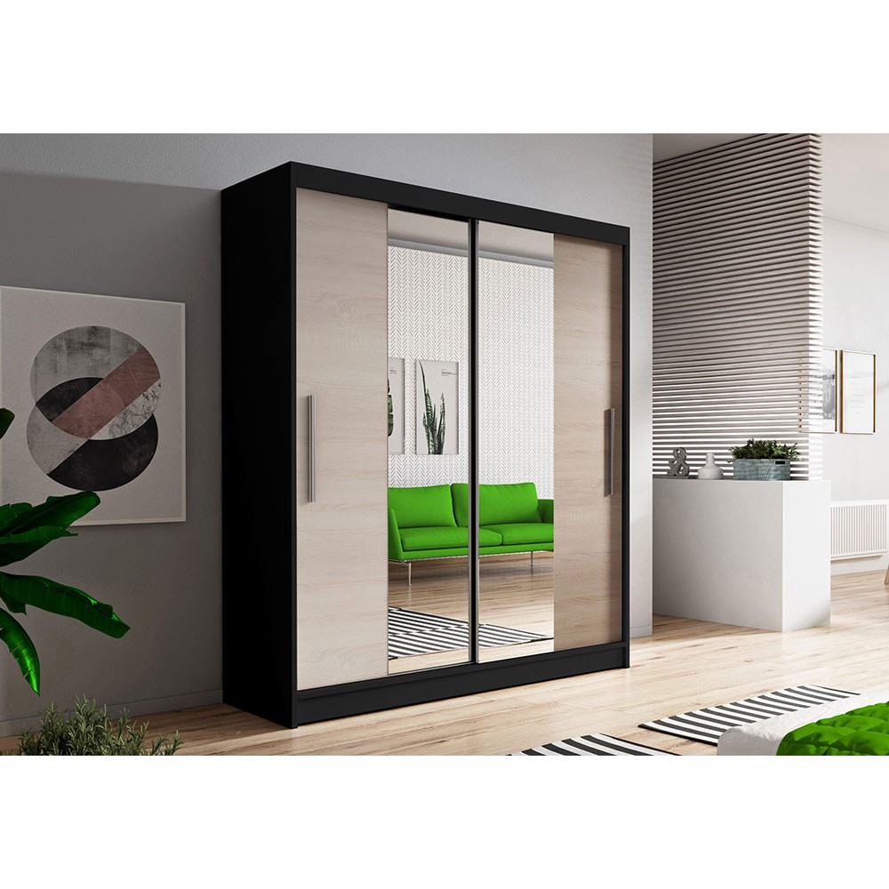 Wardrobe Sliding Doors VISTA01 Mirror Hanging Rail Shelves