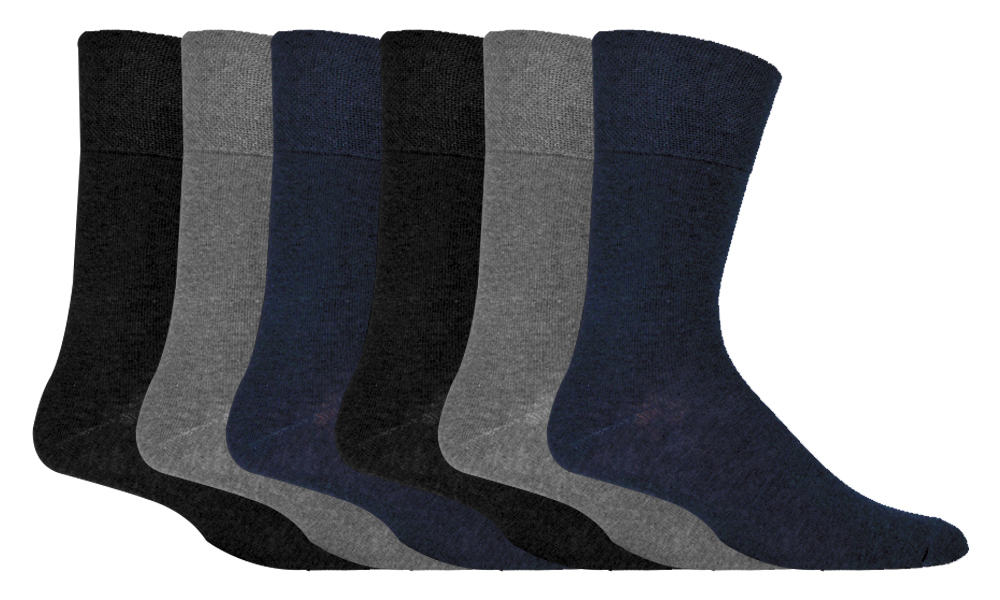 6 Pairs Mens Cotton Non Elastic Diabetic Socks