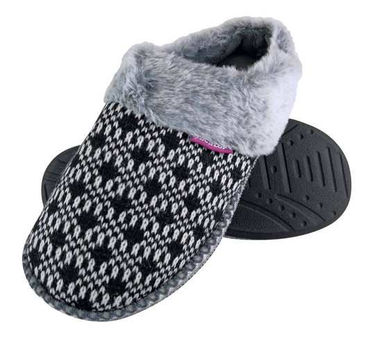 Ladies Memory Foam Knitted Mules Slippers