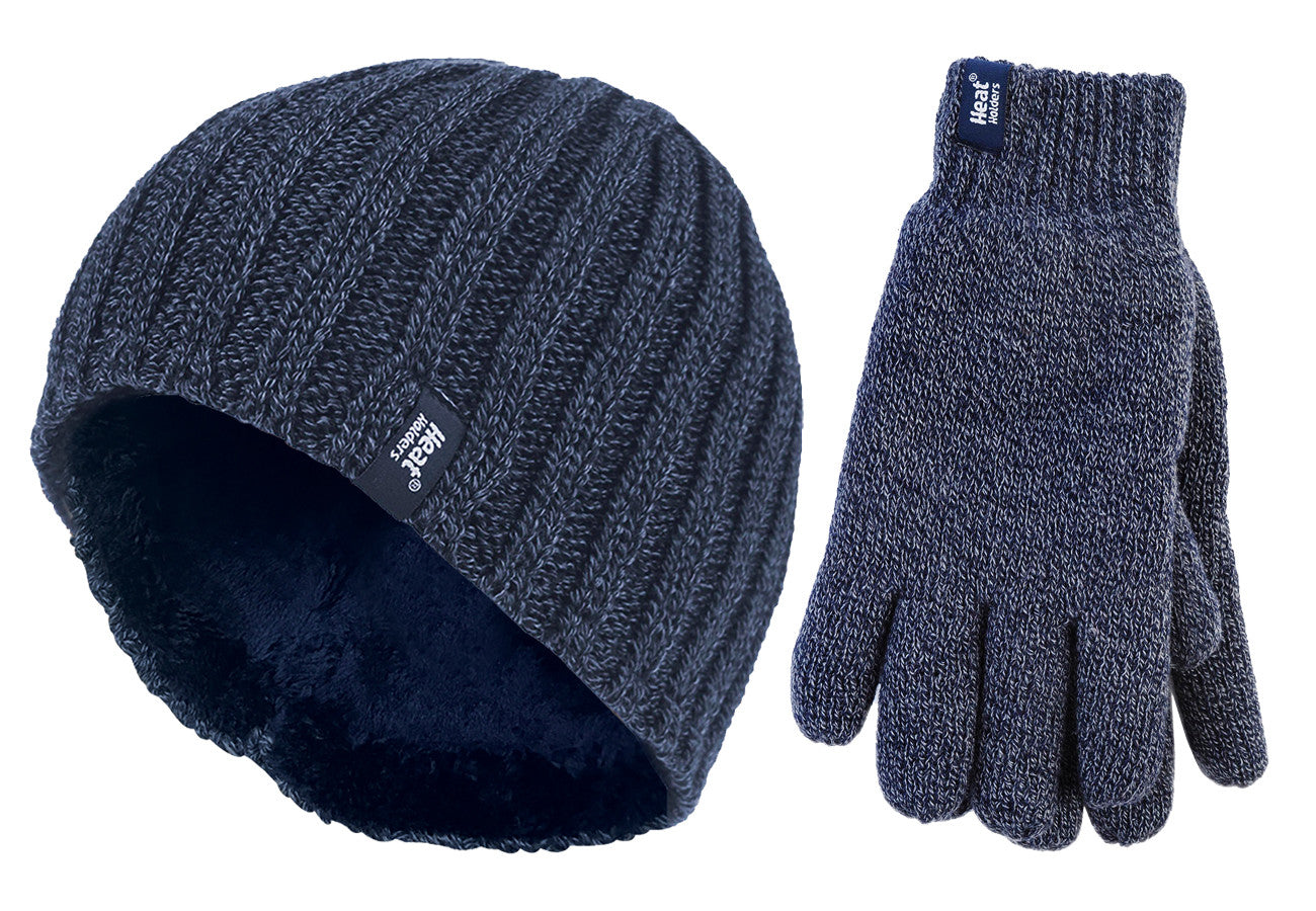 Mens Thick Thermal Hat & Glove Set