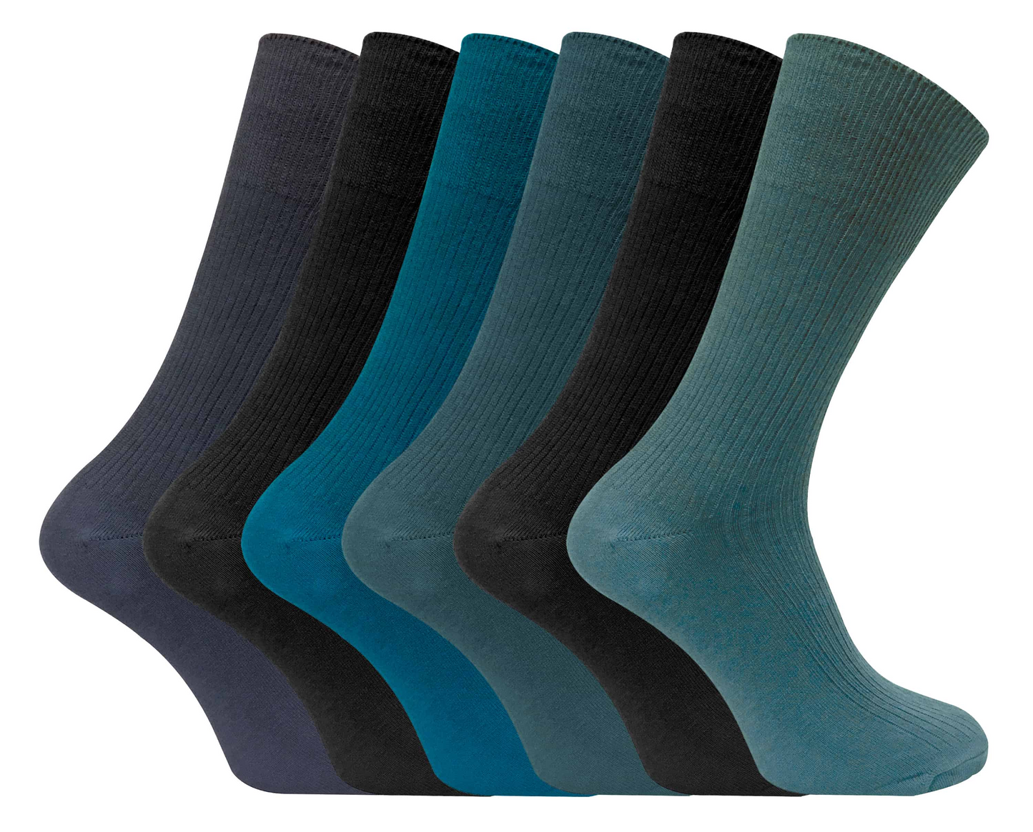 6 Pairs Mens Non Elastic 100% Cotton Socks