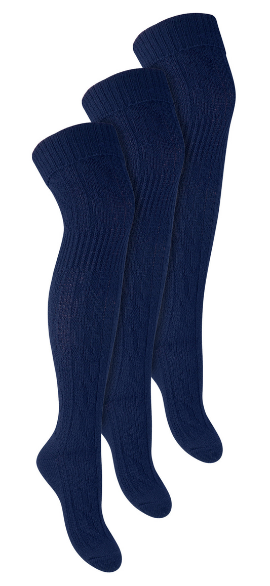 3 Pairs Ladies Extra Long Over The Knee Wool Socks