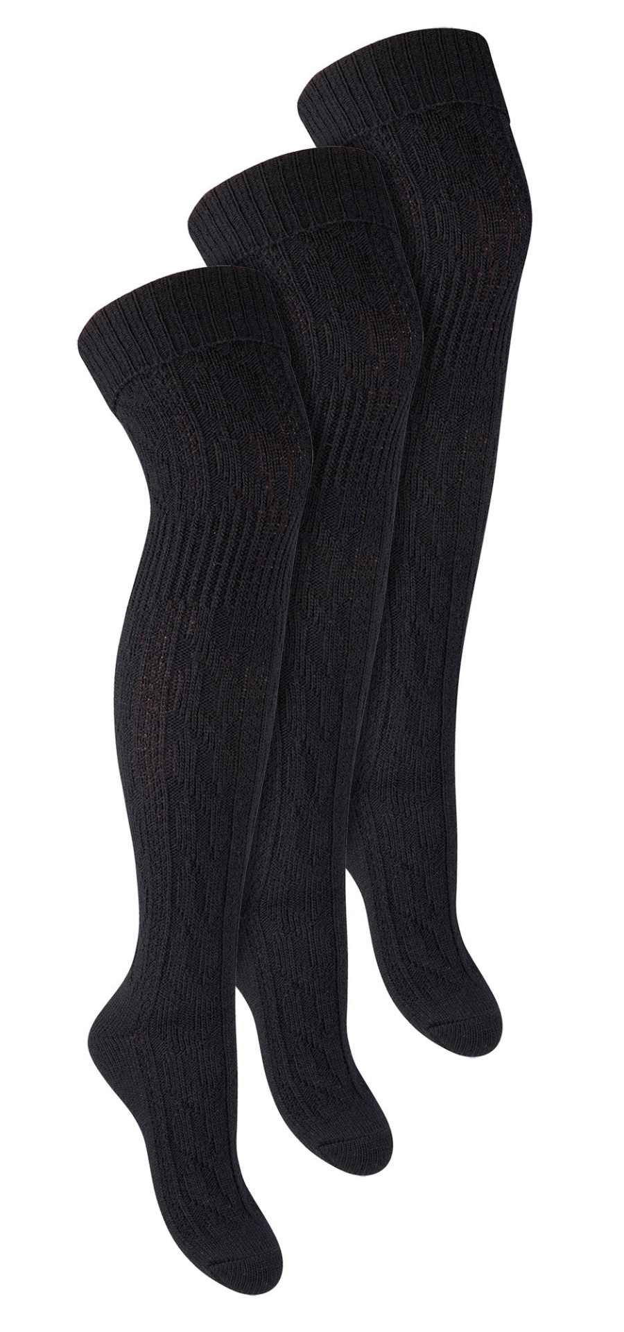 3 Pairs Ladies Extra Long Over The Knee Wool Socks