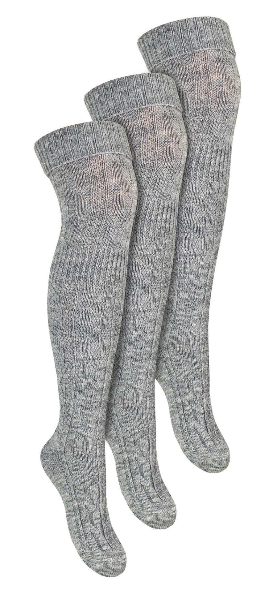 3 Pairs Ladies Extra Long Over The Knee Wool Socks