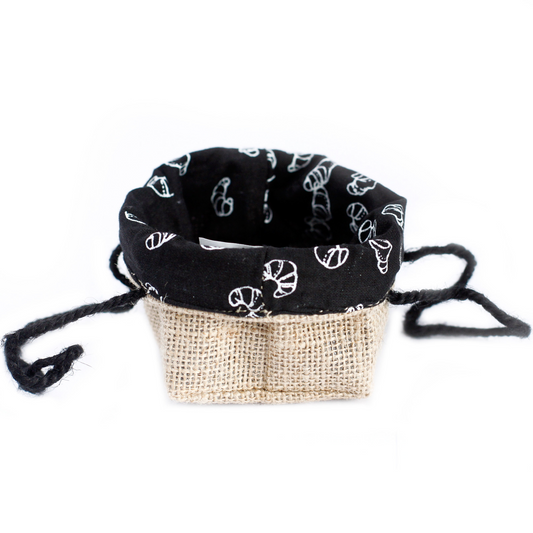 Natural Jute Cotton Gift Bag - Black Lining - Small