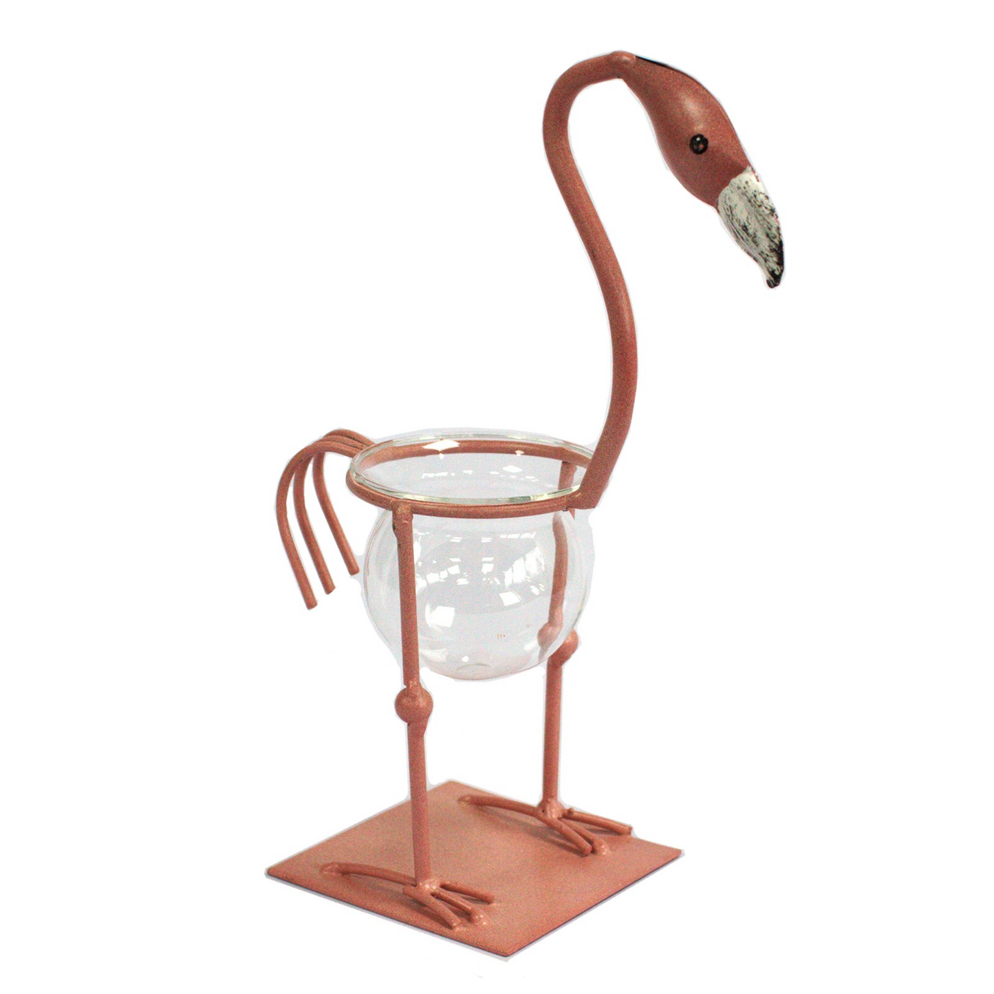 Hydroponic Home Décor - Pink Metal Flamingo Des 2