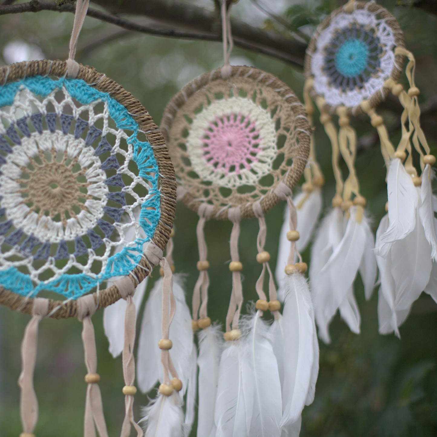 Pastel Pink Macramé Dream Catcher 12cm (asst colours)