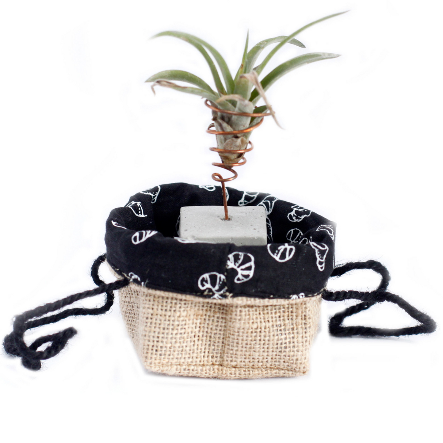 Natural Jute Cotton Gift Bag - Black Lining - Small