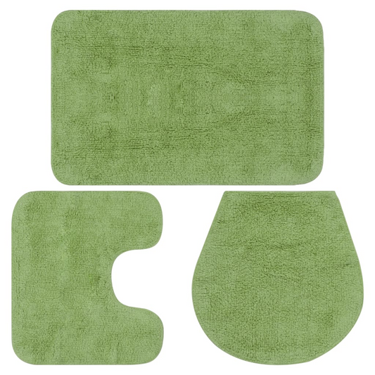 vidaXL Bathroom Mat Set 3 Pieces Fabric Green