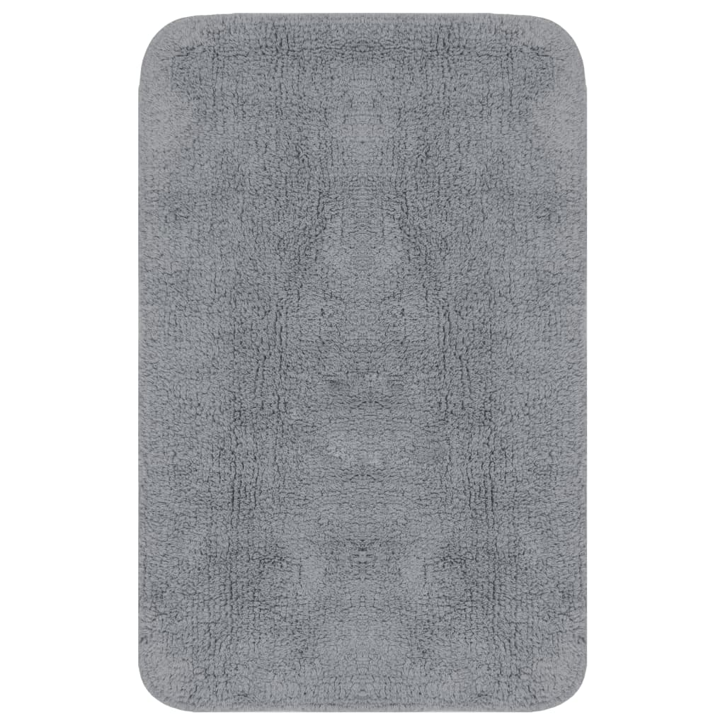 vidaXL Bathroom Mat Set 2 Pieces Fabric Grey