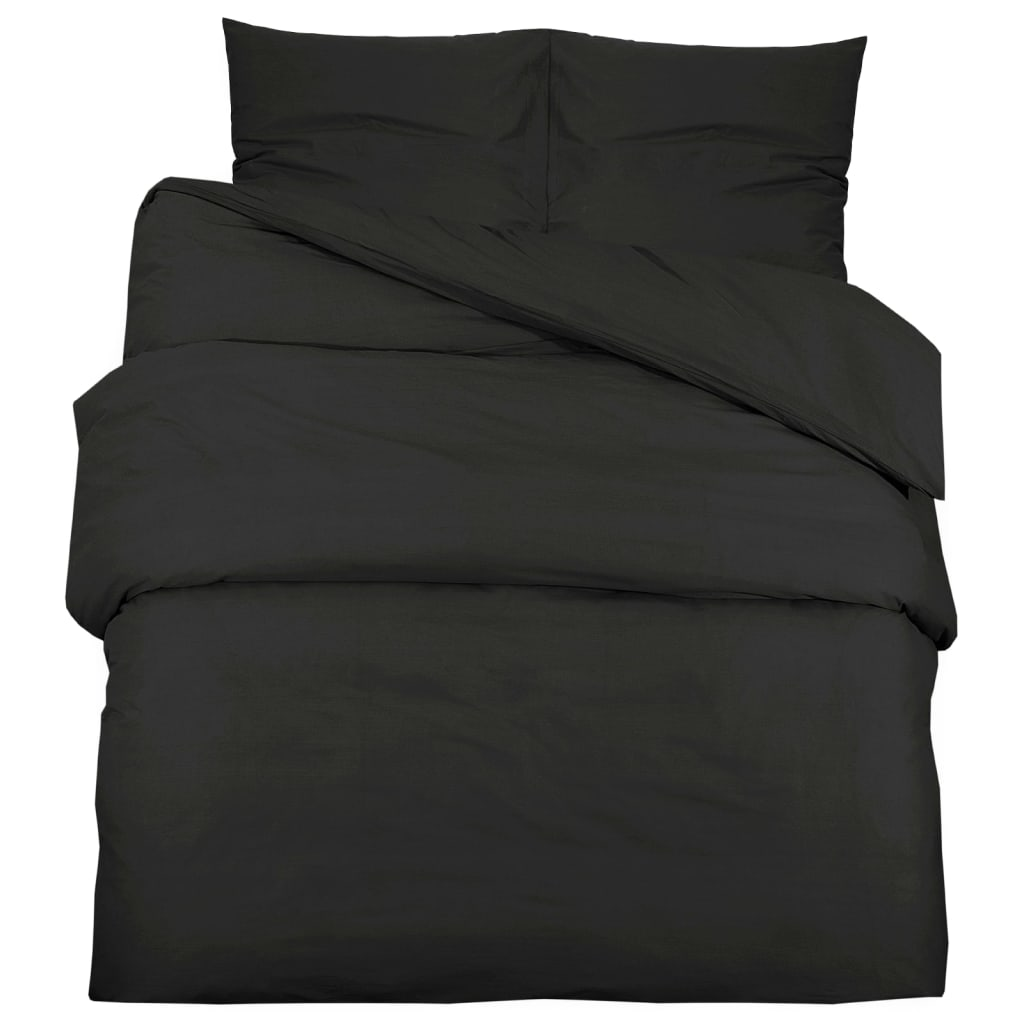 vidaXL Duvet Cover Set Black 140x200 cm Light-weight Microfiber