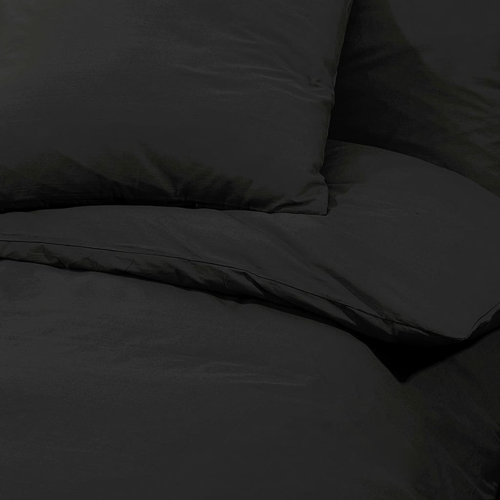 vidaXL Duvet Cover Set Black 140x200 cm Light-weight Microfiber